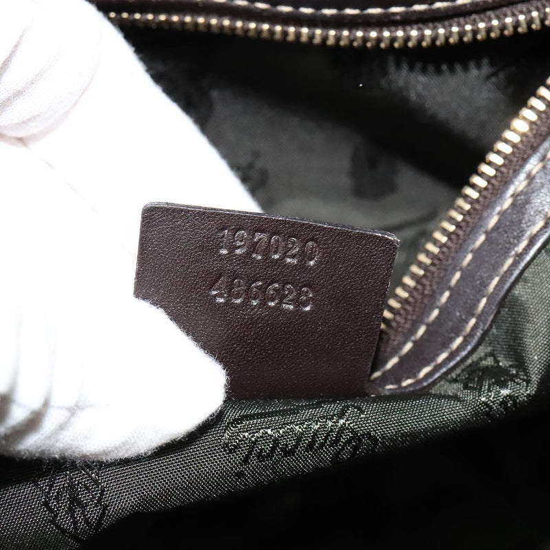 GUCCI GG Crystal Hand Bag Coated Canvas Brown Gold 197020 Auth 119369