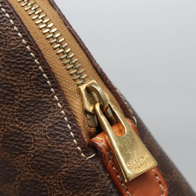CELINE Macadam Canvas Hand Bag PVC Leather 2way Brown Gold Auth 119421