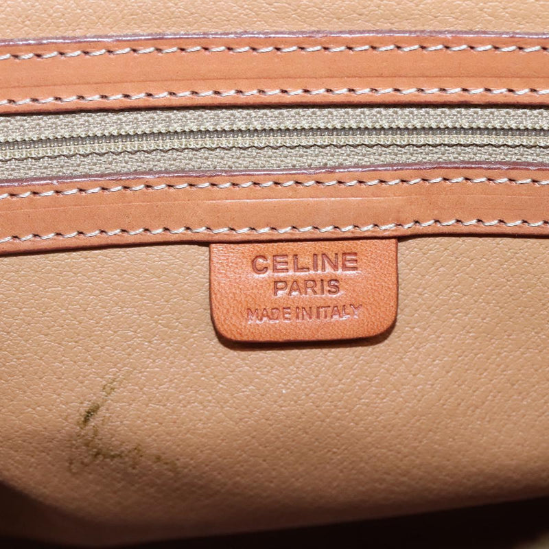 CELINE Macadam Canvas Hand Bag PVC Leather 2way Brown Gold Auth 119421