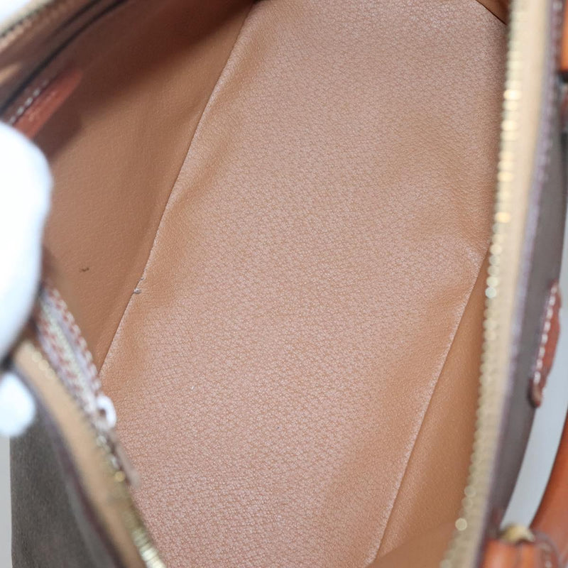 CELINE Macadam Canvas Hand Bag PVC Leather 2way Brown Gold Auth 119421