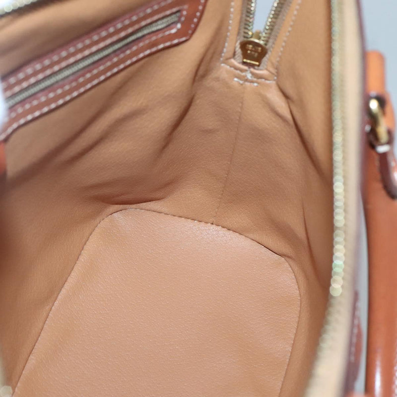 CELINE Macadam Canvas Hand Bag PVC Leather 2way Brown Gold Auth 119421