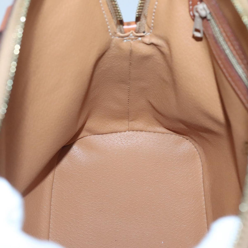 CELINE Macadam Canvas Hand Bag PVC Leather 2way Brown Gold Auth 119421