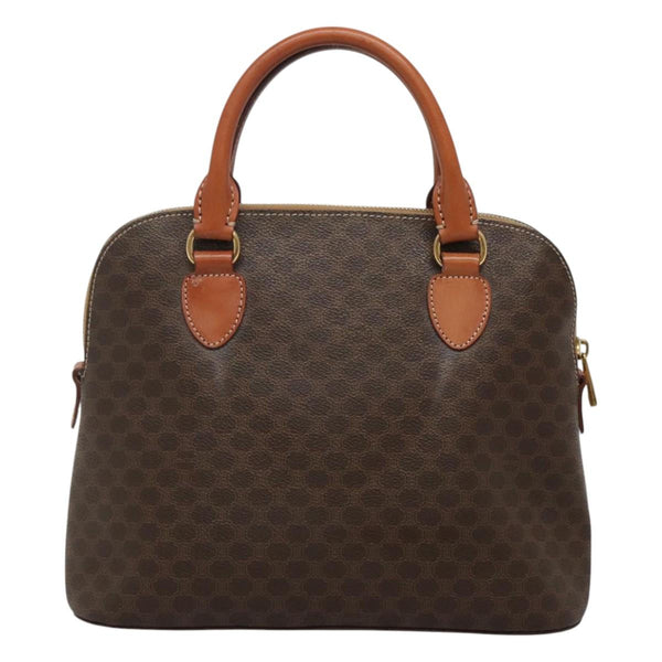CELINE Macadam Canvas Hand Bag PVC Leather 2way Brown Gold Auth 119421