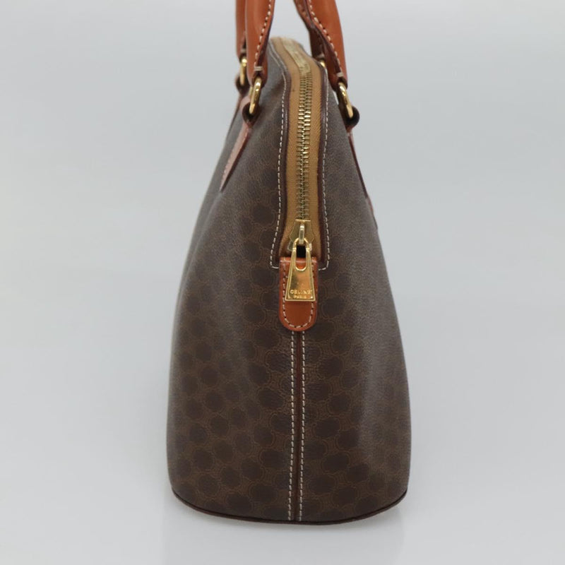 CELINE Macadam Canvas Hand Bag PVC Leather 2way Brown Gold Auth 119421