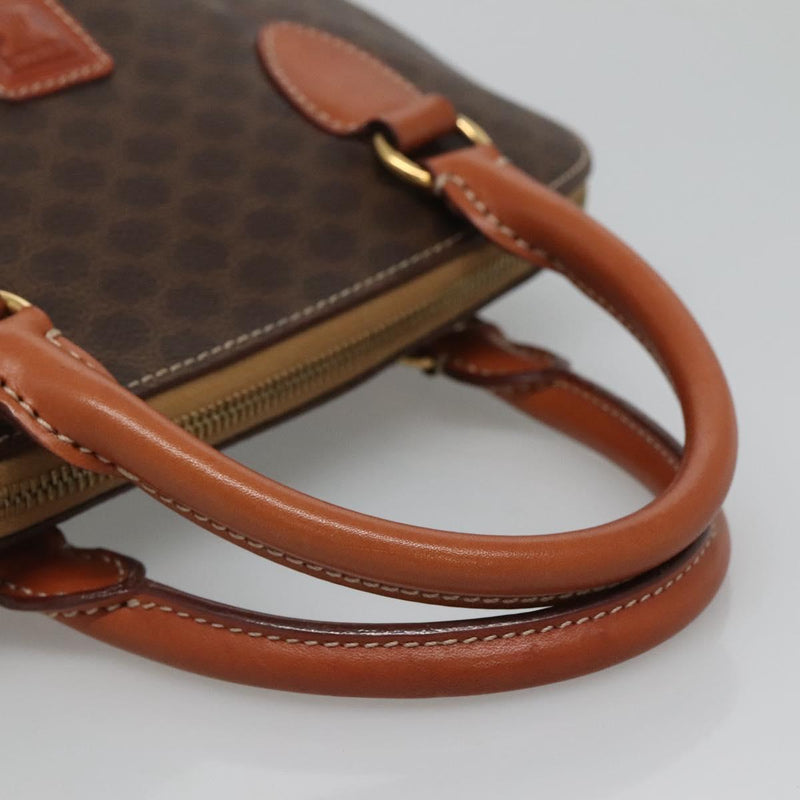 CELINE Macadam Canvas Hand Bag PVC Leather 2way Brown Gold Auth 119421