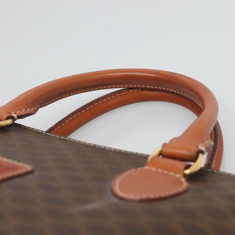 CELINE Macadam Canvas Hand Bag PVC Leather 2way Brown Gold Auth 119421