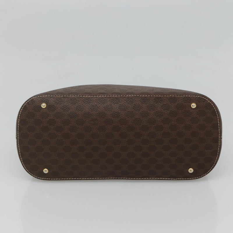 CELINE Macadam Canvas Hand Bag PVC Leather 2way Brown Gold Auth 119421