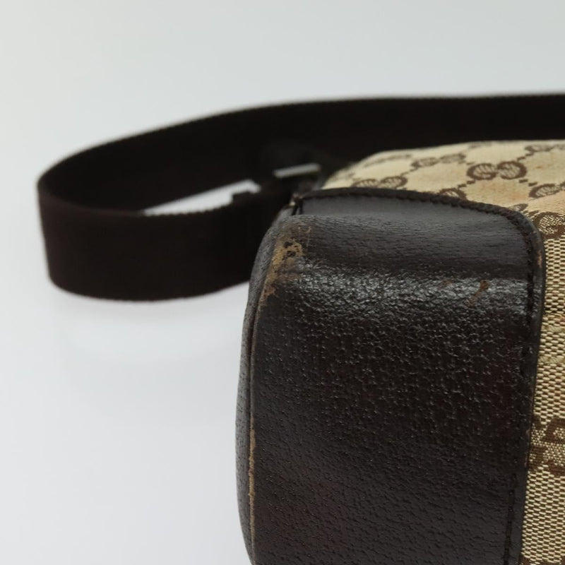 GUCCI GG Canvas Shoulder Bag Beige Silver 114273 Auth 119507