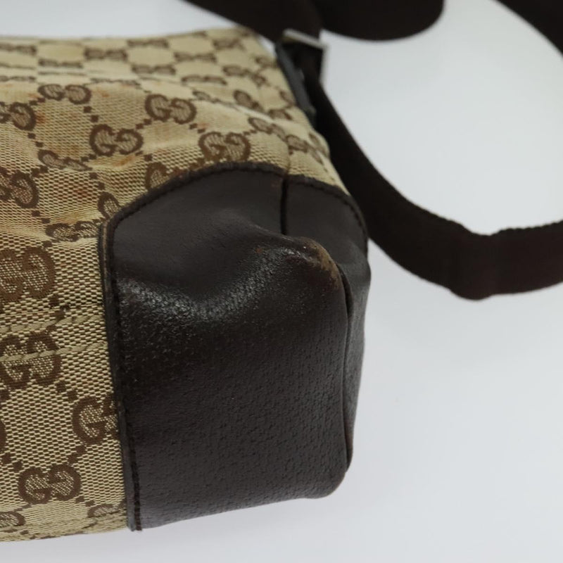 GUCCI GG Canvas Shoulder Bag Beige Silver 114273 Auth 119507