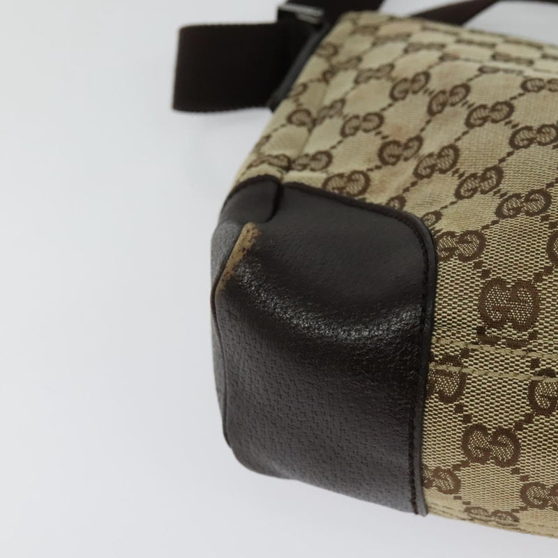 GUCCI GG Canvas Shoulder Bag Beige Silver 114273 Auth 119507