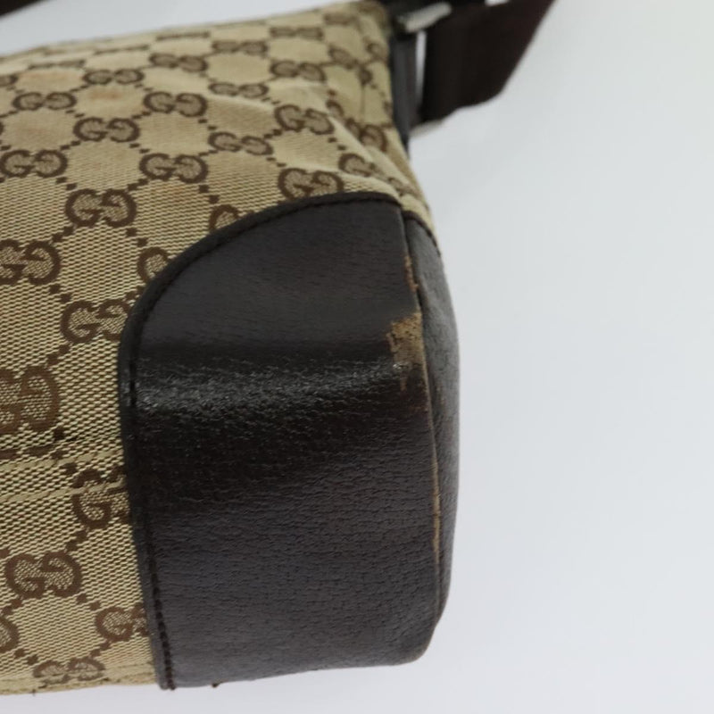 GUCCI GG Canvas Shoulder Bag Beige Silver 114273 Auth 119507