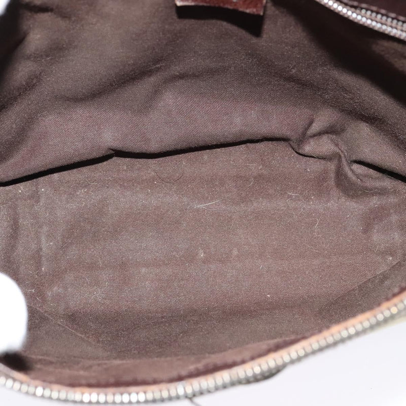 GUCCI GG Canvas Shoulder Bag Beige Silver 114273 Auth 119507