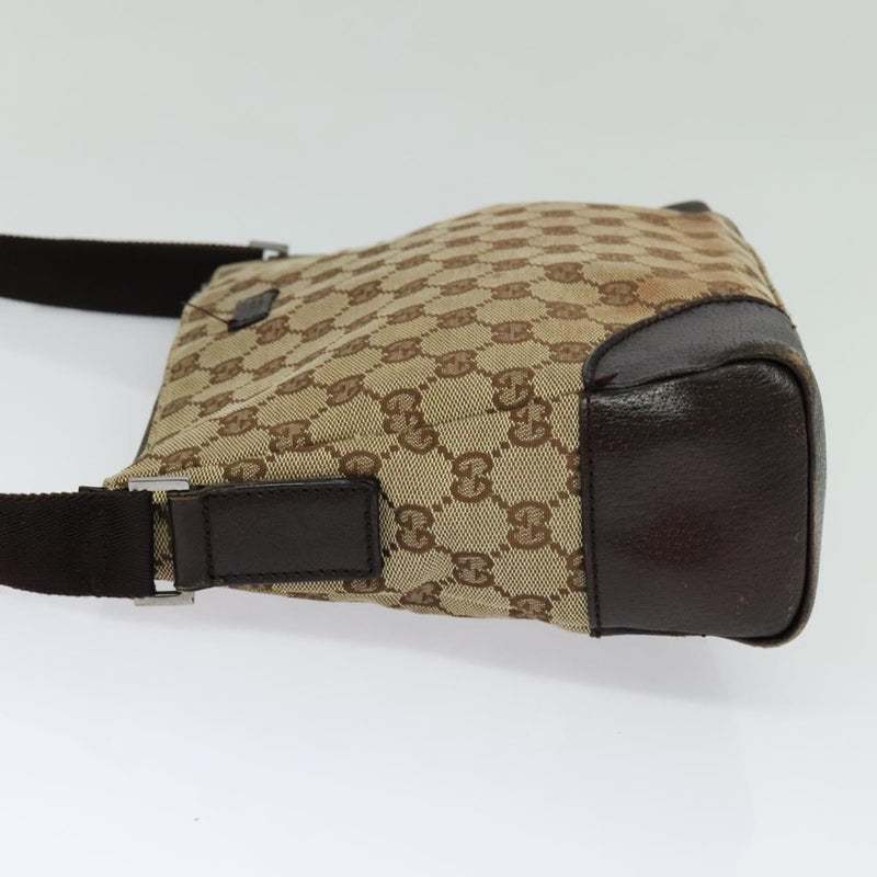 GUCCI GG Canvas Shoulder Bag Beige Silver 114273 Auth 119507