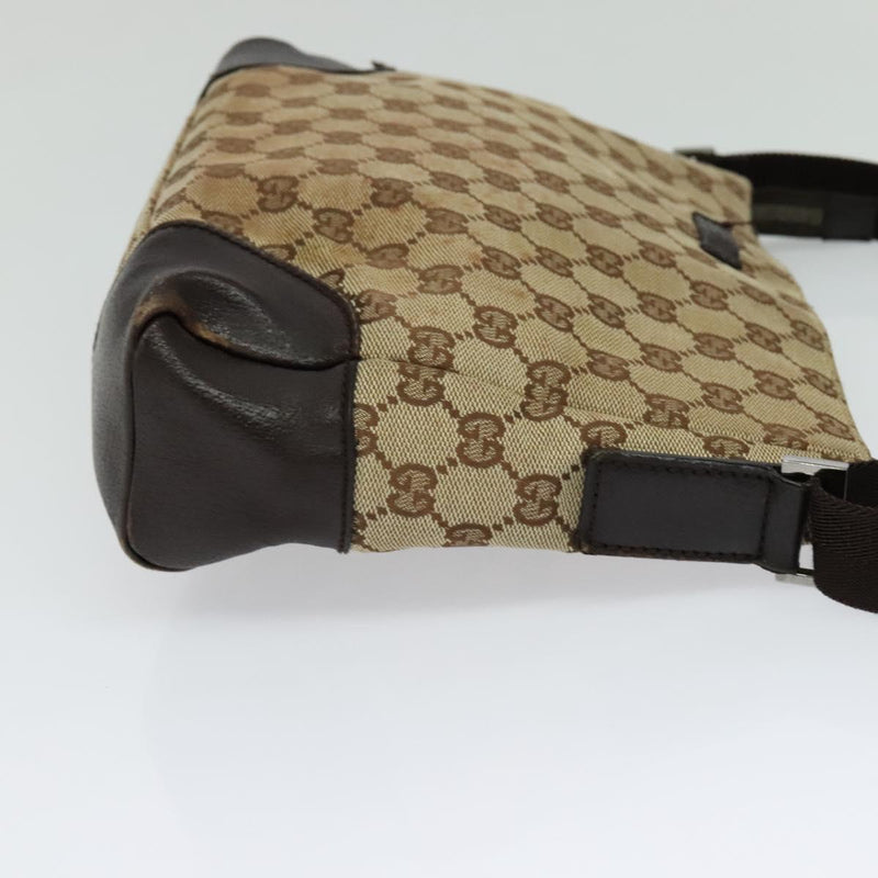 GUCCI GG Canvas Shoulder Bag Beige Silver 114273 Auth 119507