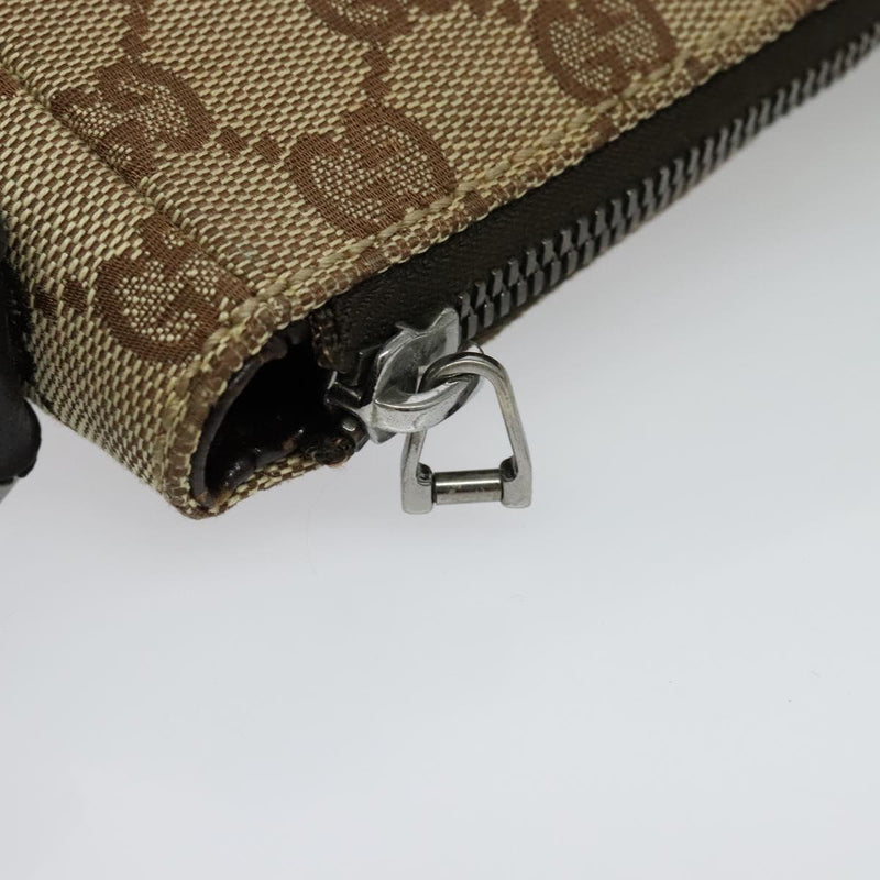 GUCCI GG Canvas Shoulder Bag Beige Silver 114273 Auth 119507