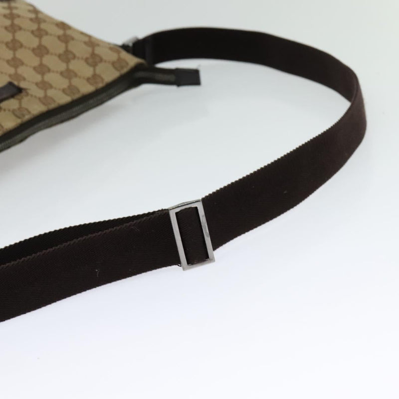 GUCCI GG Canvas Shoulder Bag Beige Silver 114273 Auth 119507