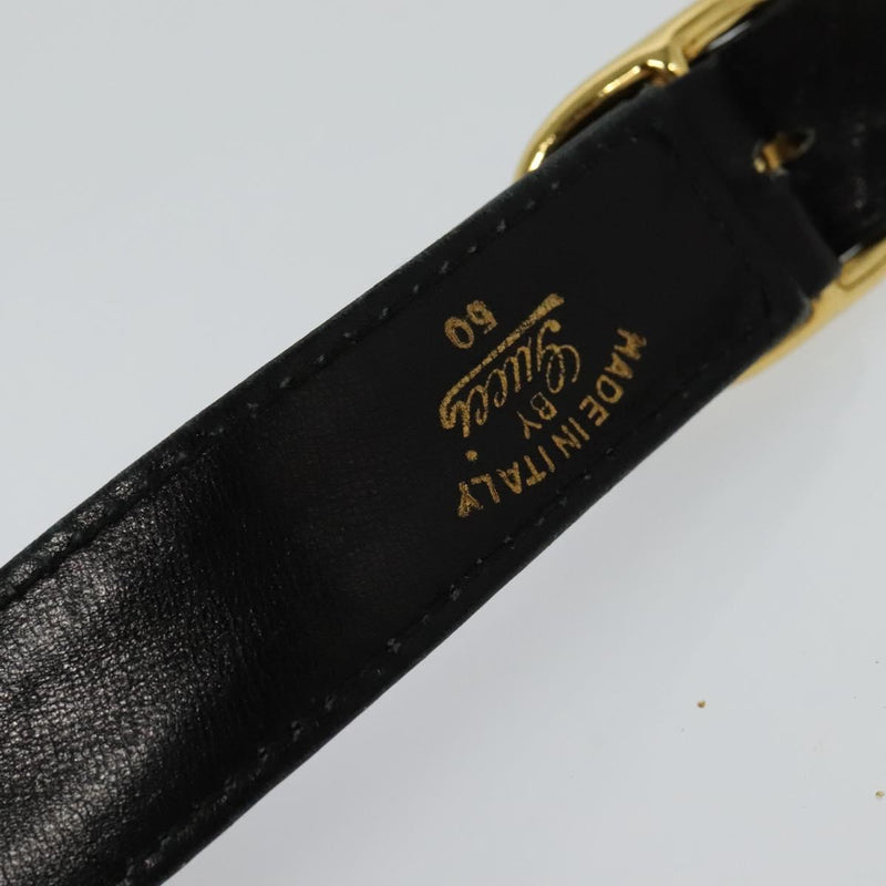GUCCI Web Sherry Line Shoulder Bag Leather Black Gold Auth 119540