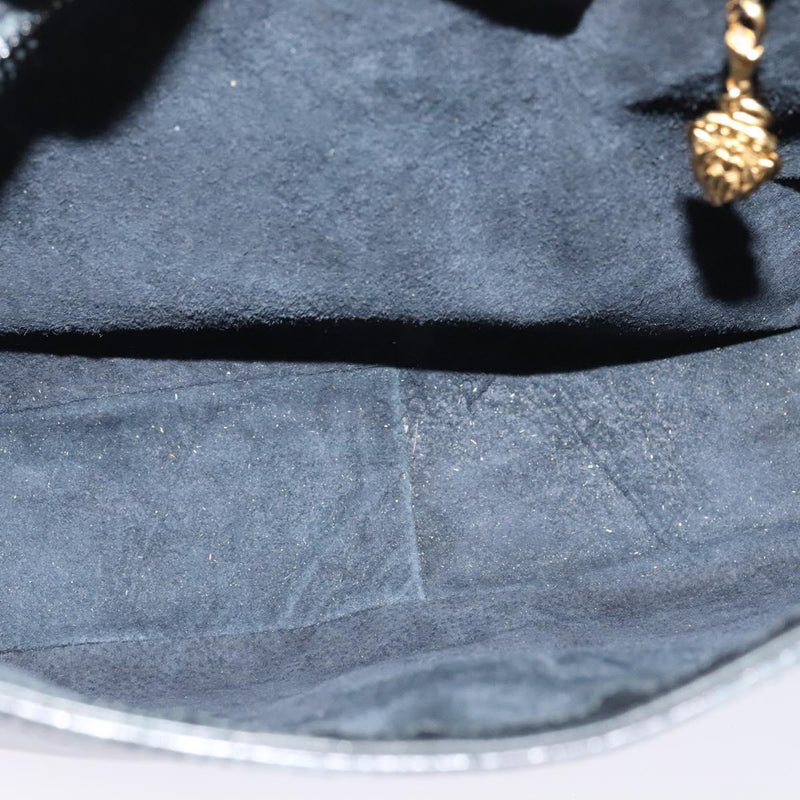 GUCCI Web Sherry Line Shoulder Bag Leather Black Gold Auth 119540