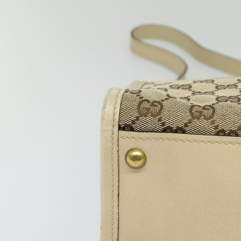 GUCCI GG Canvas Shoulder Bag Beige Gold 110292 Auth 119541