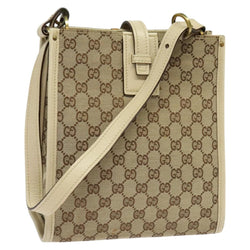 GUCCI GG Canvas Shoulder Bag Beige Gold 110292 Auth 119541