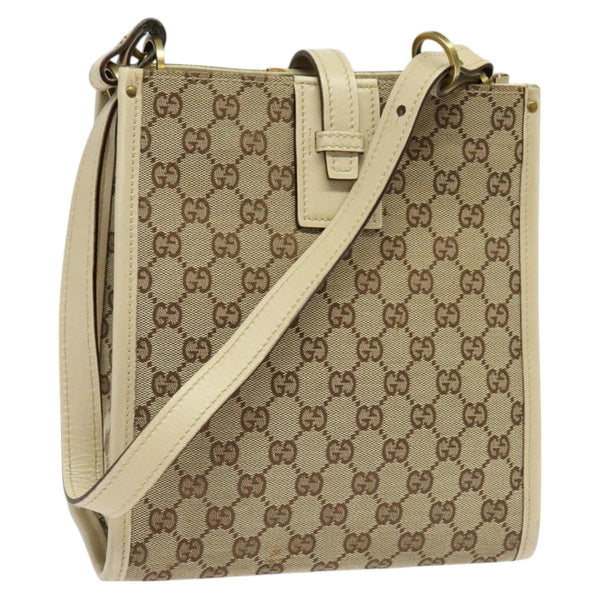 GUCCI GG Canvas Shoulder Bag Beige Gold 110292 Auth 119541