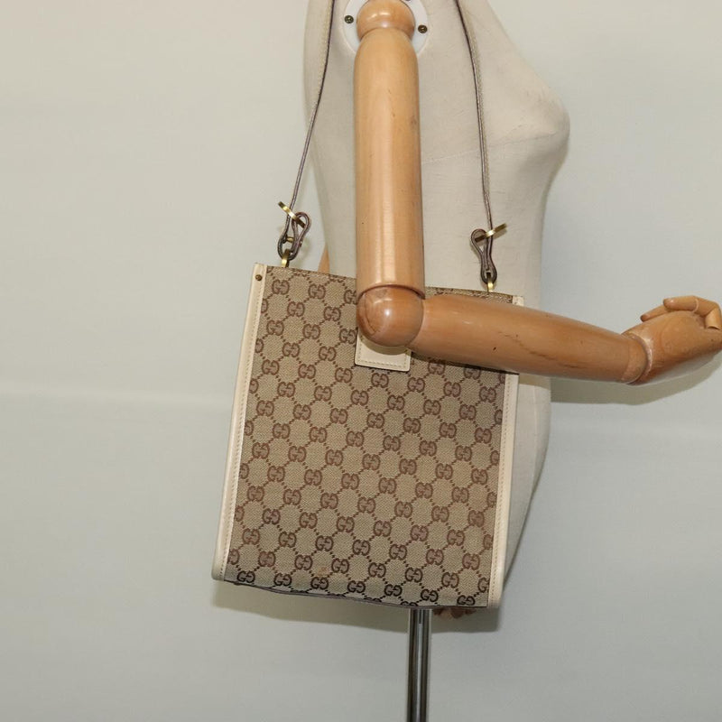 GUCCI GG Canvas Shoulder Bag Beige Gold 110292 Auth 119541
