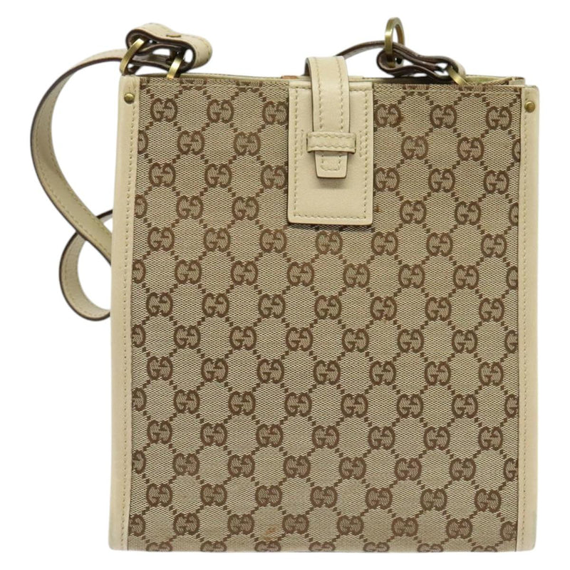 GUCCI GG Canvas Shoulder Bag Beige Gold 110292 Auth 119541
