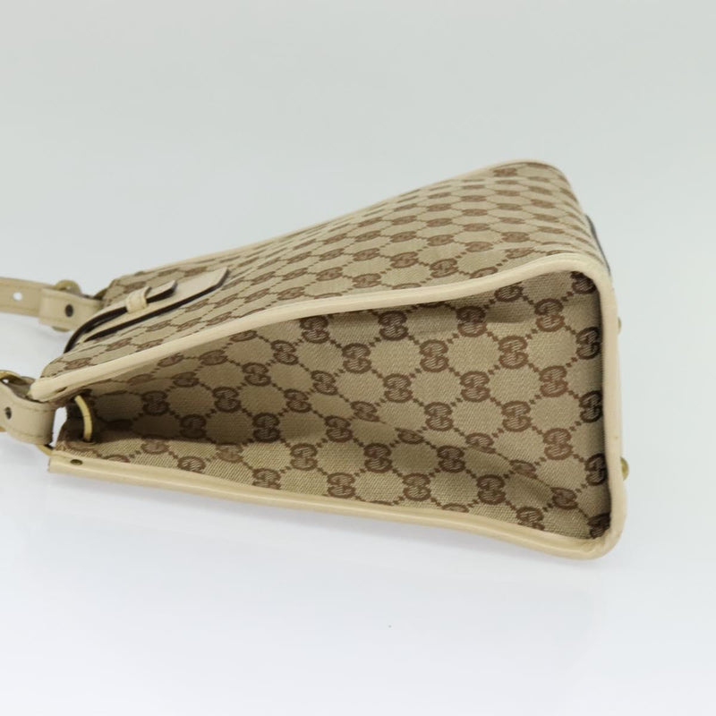 GUCCI GG Canvas Shoulder Bag Beige Gold 110292 Auth 119541