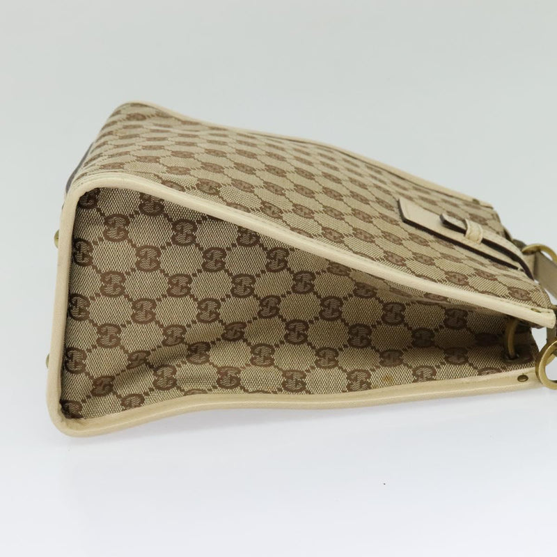 GUCCI GG Canvas Shoulder Bag Beige Gold 110292 Auth 119541