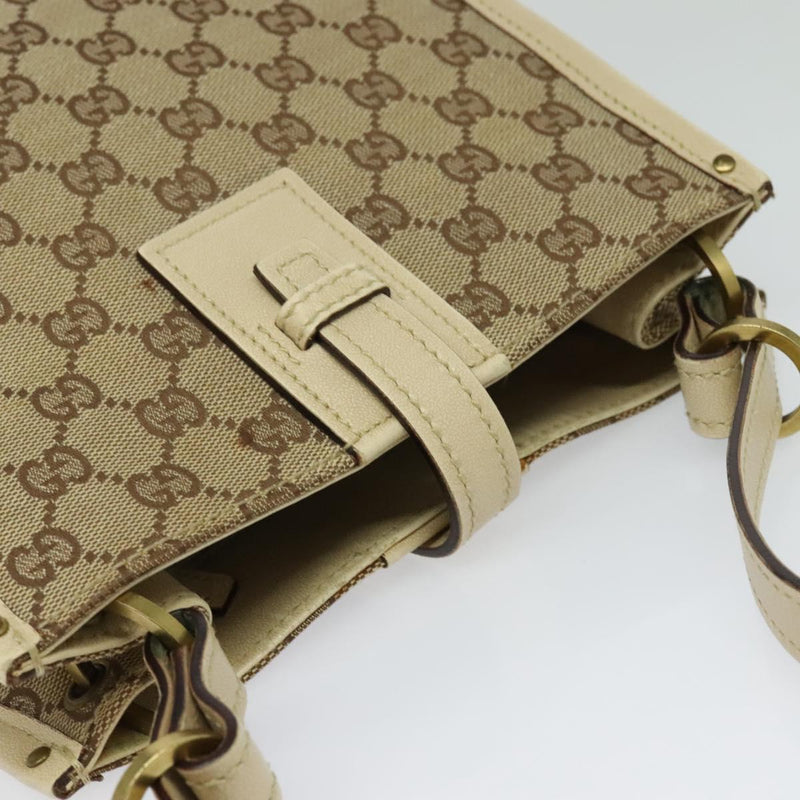 GUCCI GG Canvas Shoulder Bag Beige Gold 110292 Auth 119541