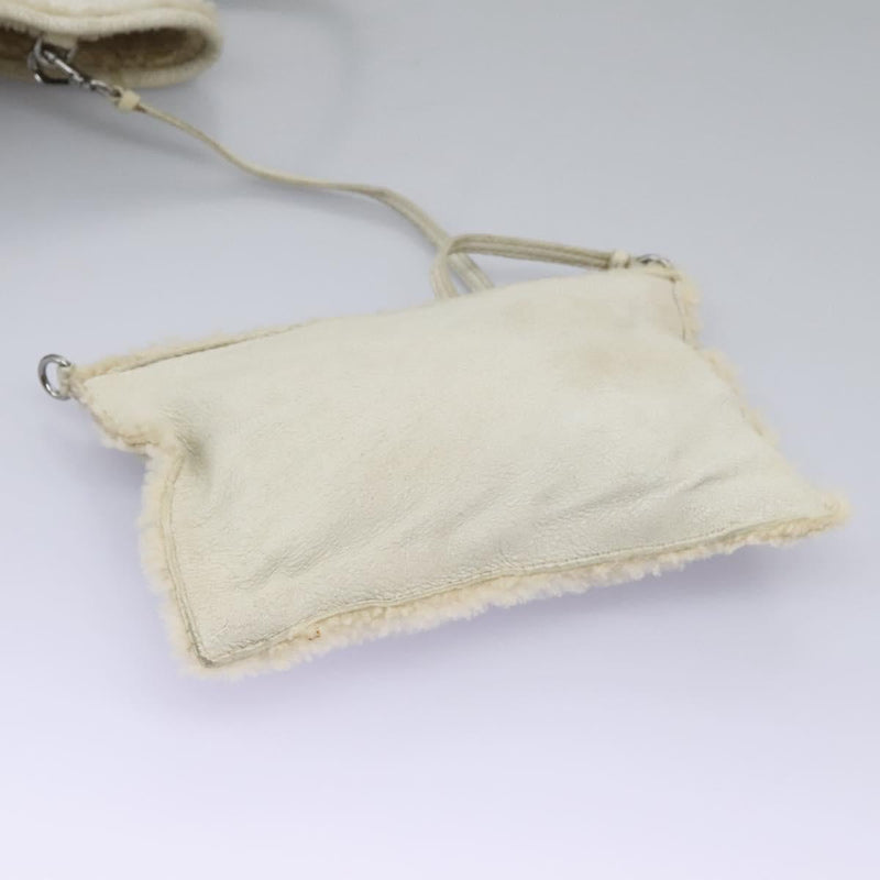 PRADA Hand Bag Leather 2way Silver White Auth 119542