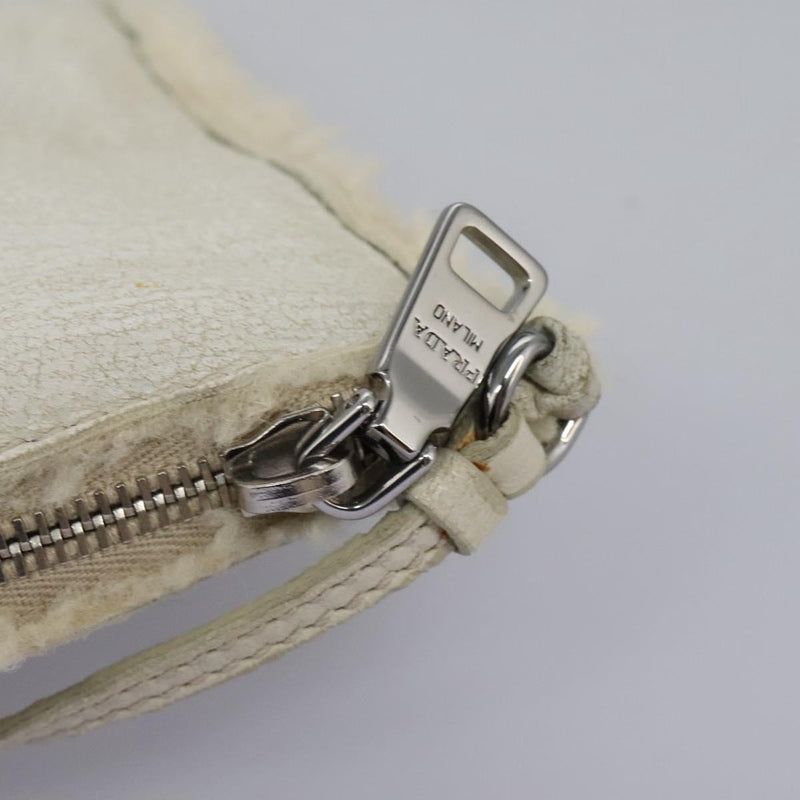 PRADA Hand Bag Leather 2way Silver White Auth 119542