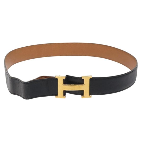HERMES Constance Belt Leather 32.3"" Black Auth 119544