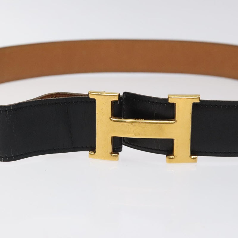 HERMES Constance Belt Leather 32.3"" Black Auth 119544