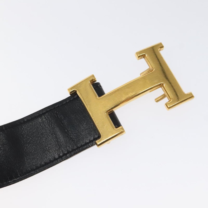 HERMES Constance Belt Leather 32.3"" Black Auth 119544