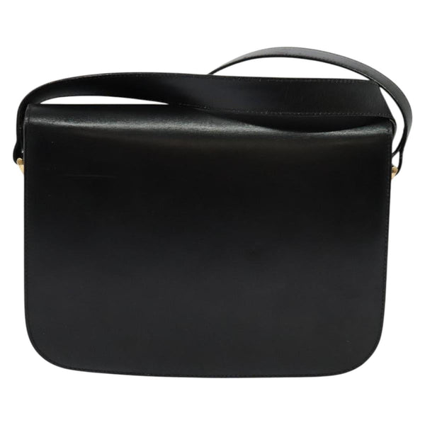 CELINE Shoulder Bag Leather Black Gold Auth 119567
