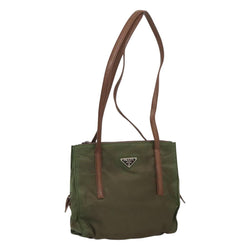 PRADA Shoulder Bag Nylon Khaki Auth 119570