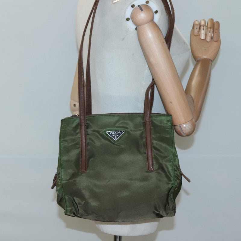PRADA Shoulder Bag Nylon Khaki Auth 119570