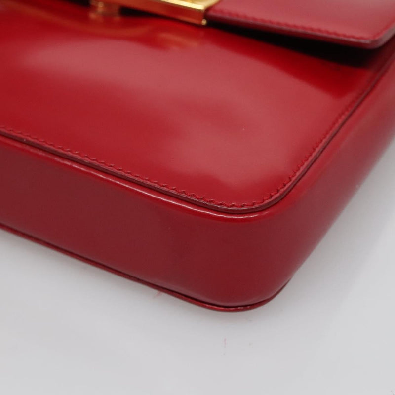 PRADA Mini Hand Bag Leather Red Gold Auth 119575