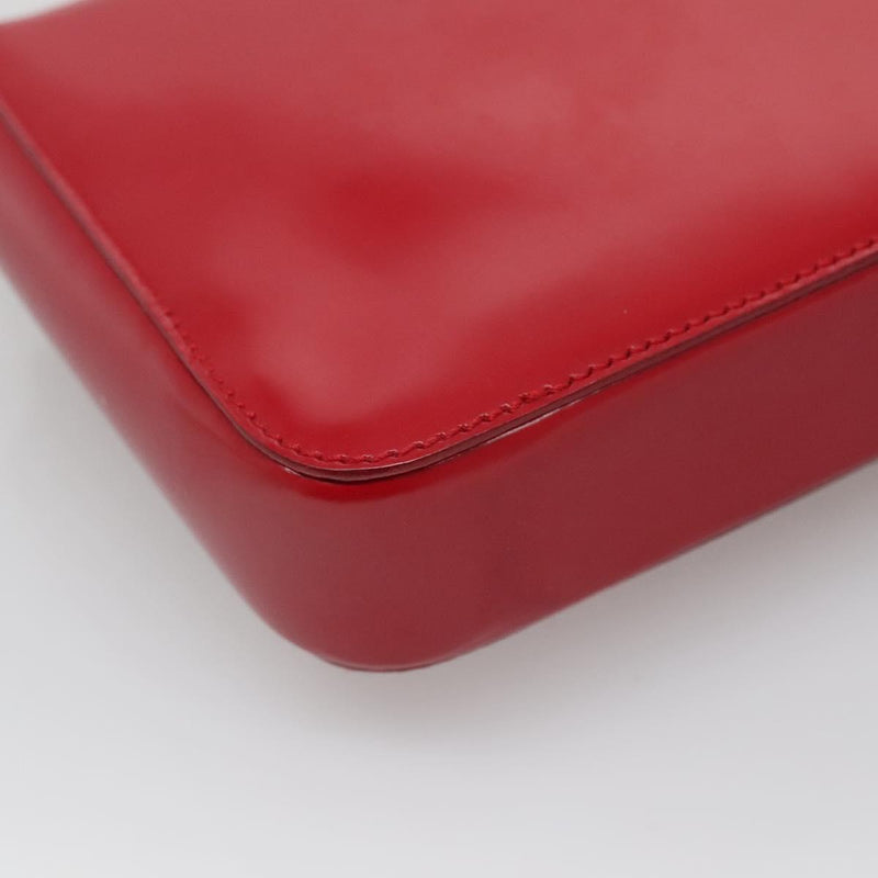 PRADA Mini Hand Bag Leather Red Gold Auth 119575