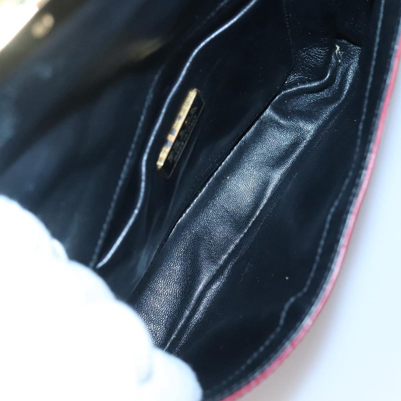 PRADA Mini Hand Bag Leather Red Gold Auth 119575