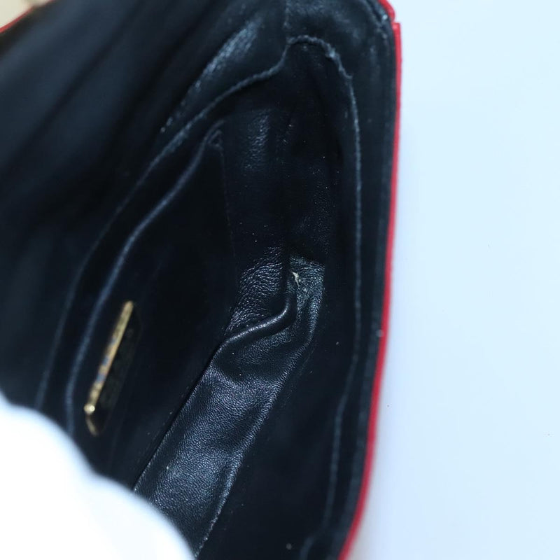 PRADA Mini Hand Bag Leather Red Gold Auth 119575