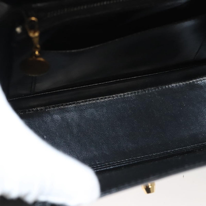 GUCCI Shoulder Bag Leather Black Gold Auth 119576