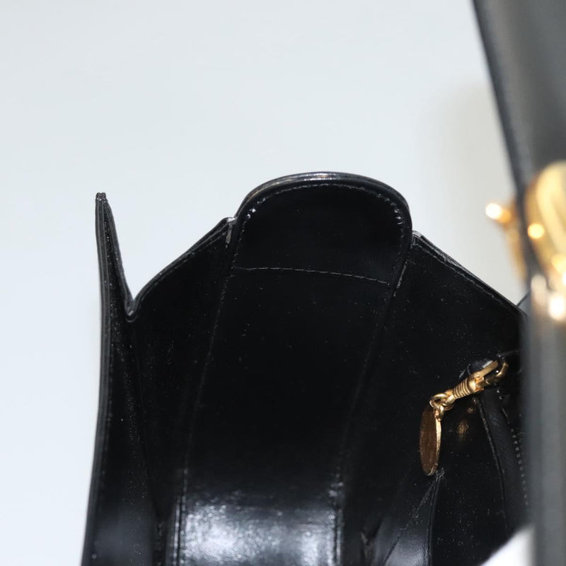GUCCI Shoulder Bag Leather Black Gold Auth 119576
