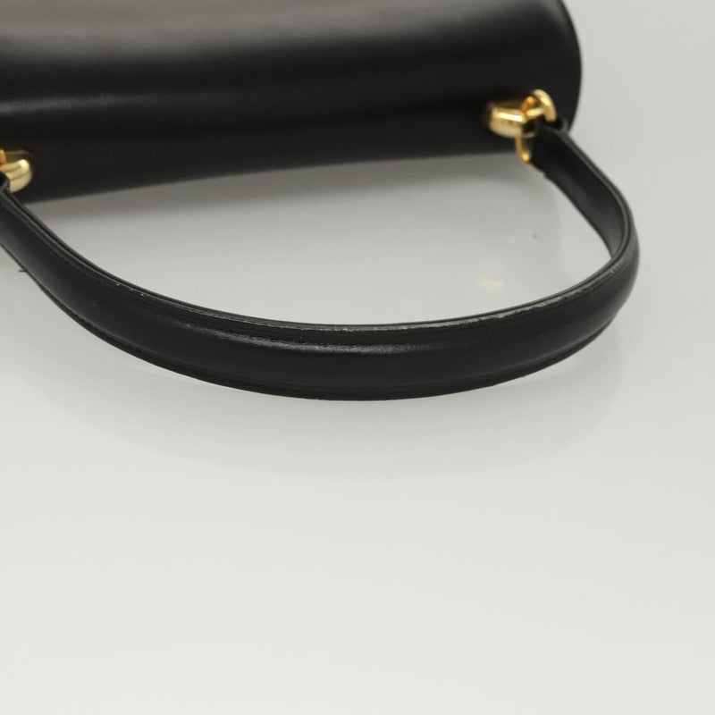 GUCCI Shoulder Bag Leather Black Gold Auth 119576