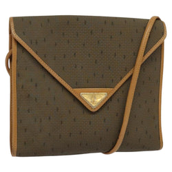 SAINT LAURENT Shoulder Bag PVC Leather Brown Gold Auth 119580