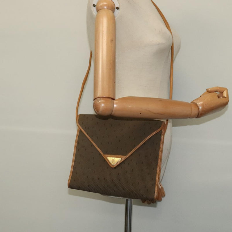 SAINT LAURENT Shoulder Bag PVC Leather Brown Gold Auth 119580
