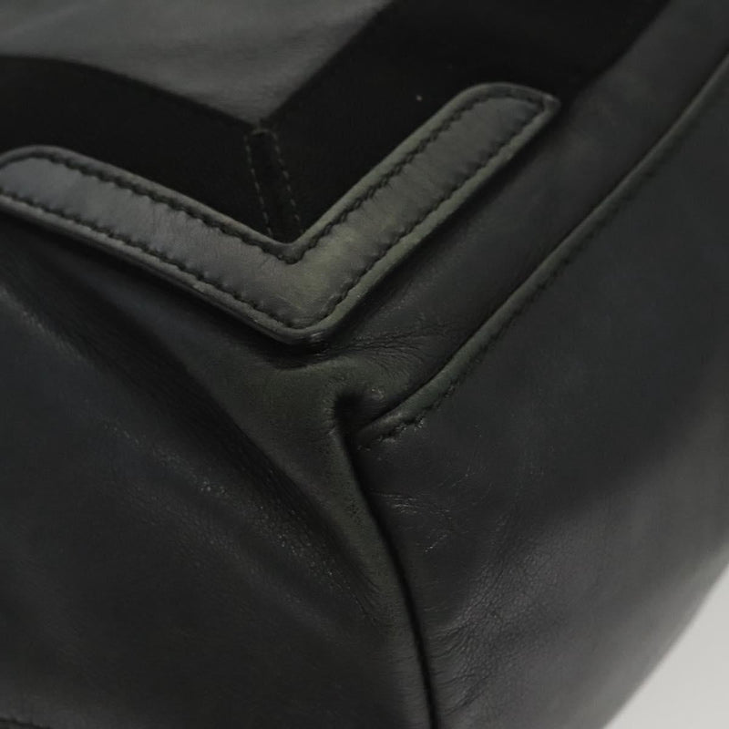 BALENCIAGA Navy Cabas S Hand Bag Leather Black Silver 339933 Auth 119625
