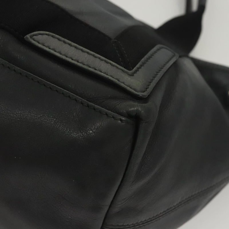 BALENCIAGA Navy Cabas S Hand Bag Leather Black Silver 339933 Auth 119625
