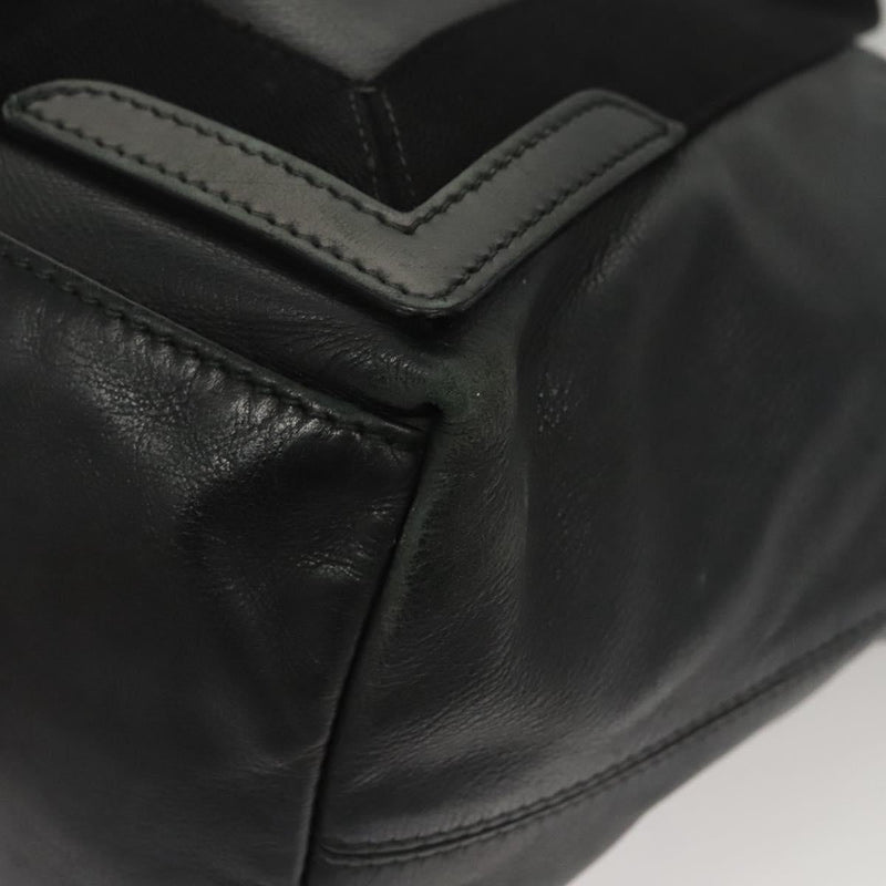 BALENCIAGA Navy Cabas S Hand Bag Leather Black Silver 339933 Auth 119625